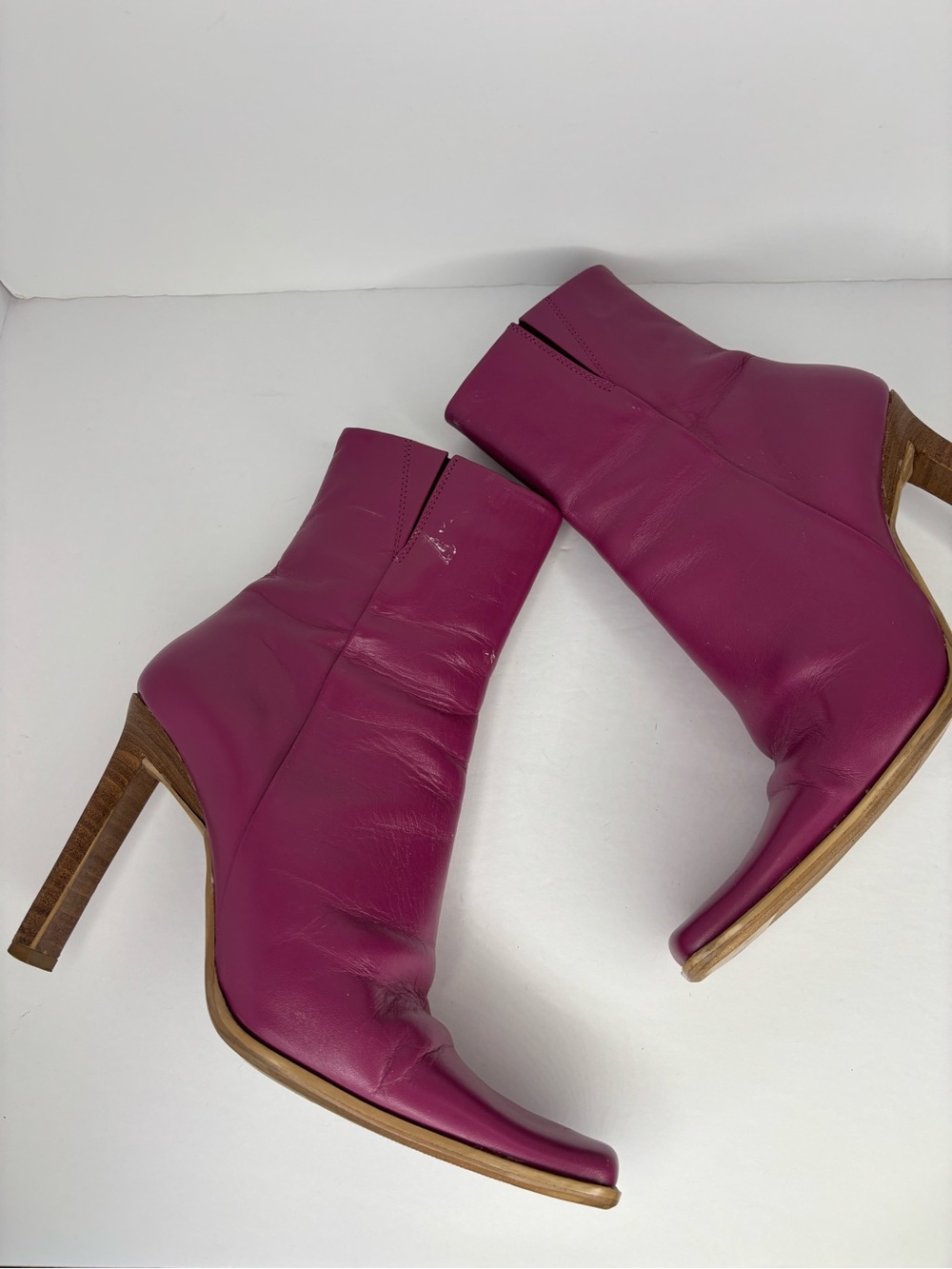 Bronx Ankle Boots Pink Leather Size 9 Y2K Euro Chic Whimsigoth Indie Sleaze
